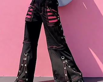 Cybercore Cargo Pants • Mall Goth Wide Leg Bell Bottoms