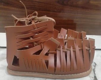 Handmade Medieval  Leather Roman Caligae with Hobnails