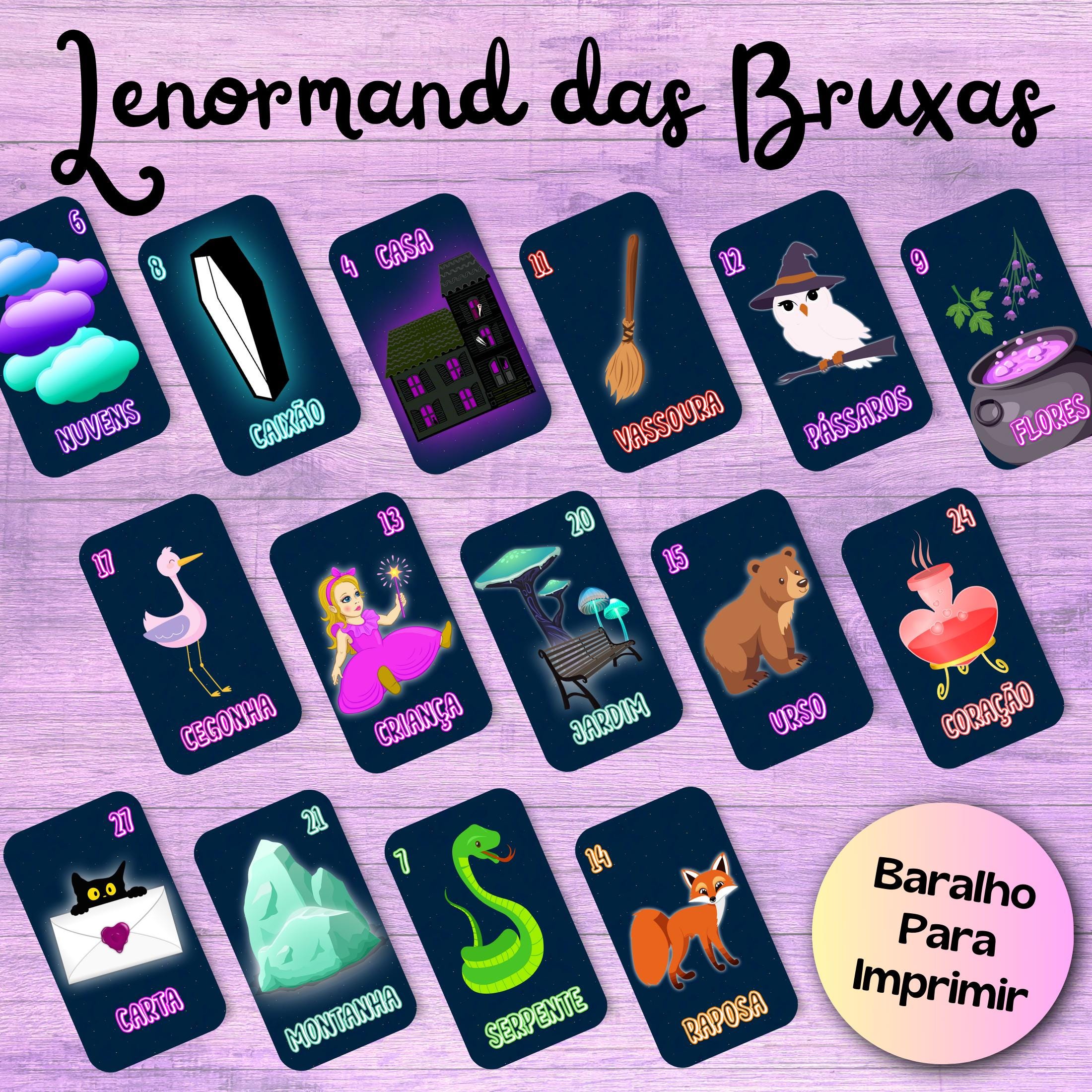 魔女のルノルマン | 印刷可能なデッキ | ルノルマンカード36枚