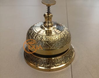 Antique Brass Table Bell – Gold-Plated Nautical Desk Bell
