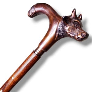 Vintage Bull Head Walking Stick – Solid Aluminum Handle, 36&quot; Fold able Rosewood Cane, Antique Style Collectible & Gift
