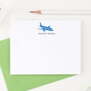 Flugzeug Dankeskarten für Kinder Kundenspezifische Grußkarte, personalisiertes Briefpapier mit Flugzeug-stationärem Set, benutzerdefinierter Junge Dankeschön KS038