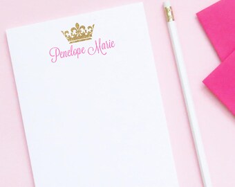 Girls Personalized Crown Note Pad, Custom Stationary Notepad for Girl Personalized Writing Paper Lined, Kids Notepad with Crown, Cute, NP060