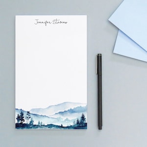 Personalized Watercolor Mountains Note Pad, Mountain Stationery, Water Color Writing Paper With Mountains, Stationary Gifts for Men, NP130