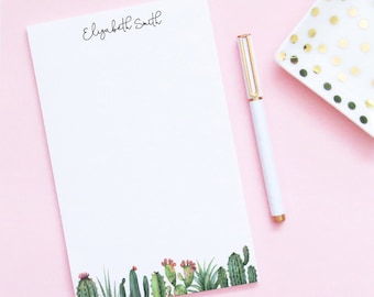 Cactus Notepad Lined, Succulents Notepad, Kids Personalized Notepad For Women, Succulent Stationary, Cactus Stationery, Modern Notepad NP124