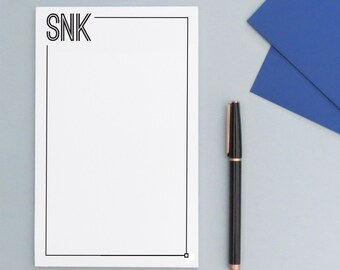3 Letter Monogram Personalized Notepad, Mens Monogramed Notepad set, Customized Monogrammed Stationery Paper, Letter Writing Paper, MNP07