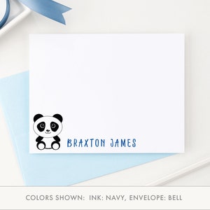 Tarjetas de agradecimiento personalizadas para bebés Panda, juego de papelería Panda para niños, papelería personalizada para niños, tarjetas de notas Panda personalizadas para niños, KS110