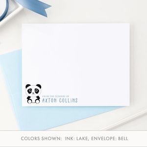 Personalized Baby Thank You Cards, Panda Stationery set for Boys, Custom From The Nursery Of Note Cards, Customized Boys Stationary,  KS108