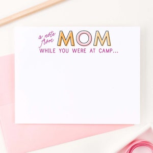 Personalisierte eine Notiz von Mom Briefpapier Set, niedliches Sommerlager Briefpapier, Camp Notizen von den Eltern, Sleep Away Camp Notizkarten, modern, KS197