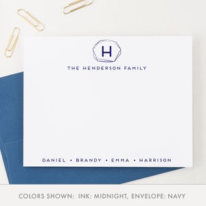 Geometrisches Familien-stationäres Set, Kundenspezifische Familien-Dankeskarten, Benutzerdefinierte Danksagungskarten für die Familie, personalisiertes Housewarming-Geschenkset, Hinweis FS018