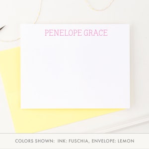 Mädchen Personalisierte Block Schrift Briefpapier, einfache Grußkarten für Mädchen Benutzerdefinierte Briefpapier, moderne Dankeschön Grußkarten für Kinder Grußkarte, PS013