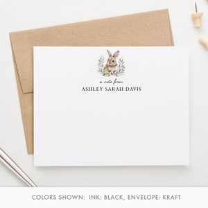 Juegos de papelería de conejitos personalizados para escribir cartas, papelería de corona de vegetación plana con sobres, lindas tarjetas de notas con animales, PS271