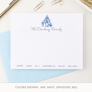 Aangepaste familie briefpapier set met envelop, platte aquarel gemberpot notitiekaarten met enveloppen, gepersonaliseerde chinoiserie-notitiekaarten, FS051