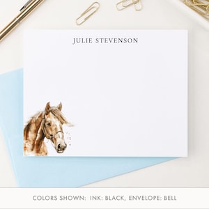 Aangepaste notitiekaarten met dieren, briefpapier plat paard, briefpapier kaarten en enveloppen, paardencadeaus, PS259
