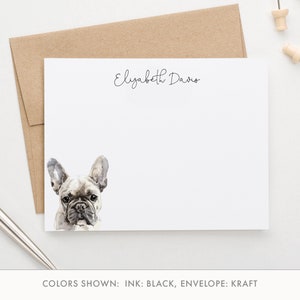 French Bulldog Notecards with Envelope, Choose Your Dog Breed, Flat Stationary Cards With Dogs, Personalized Dog Stationery Gift Set PS237e