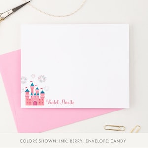 Tarjetas de agradecimiento personalizadas de Princess Castle para niñas, juego de papelería de castillo personalizado para niñas, tarjetas de notas de princesa personalizadas, cuento de hadas, KS141