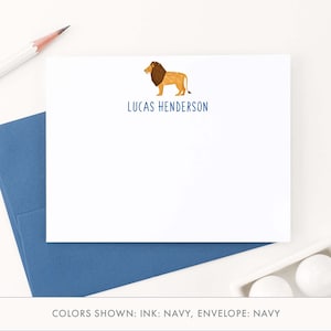 Ensemble de cartes de remerciement Lion pour garçons, lettres de remerciement représentant un animal du zoo pour filles, cartes de correspondance personnalisées pour enfants, lions, moderne, KS172