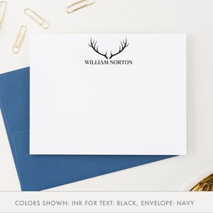 Mens Silhouette Deer Antlers Papelería personalizada, Caza estacionaria para hombres, Tarjetas de agradecimiento para mujeres, Regalo de agradecimiento para hombres, Antler PS103