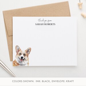Corgis Dankeskarte mit Umschlag, Wählen Sie Ihre Hunderasse, Flache Wertschätzungskarten mit Hunden, Tier Danke Stationäre Notecards PTY010b