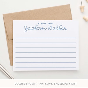 Niños Una nota de las tarjetas de notas de línea, Tarjetas de agradecimiento para niños forradas simples para niñas Papelería personalizada forrada, Niño estacionario personalizado para niños KS162