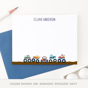 Jungen personalisierte Monster Truck Danke, Kinder personalisierte LKW-Briefpapier-Set, LKW-stationäres Set für Jungen Monster Trucks Karte, KS142