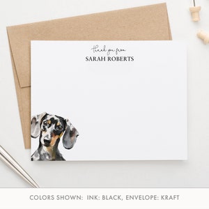 Bedankkaarten teckel met envelop, kies je hondenras, platte gepersonaliseerde waarderingskaart, aangepast briefpapier met honden PTY010c