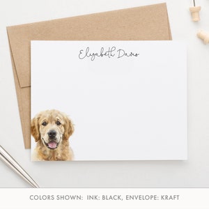Papier à lettres Golden Retriever avec enveloppes, Choisissez votre race de chien, Cartes de correspondance plates pour chien, Papeterie animalière avec nom, Chiens PS237 g
