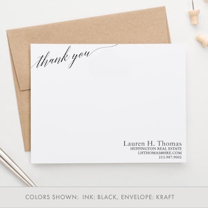 Professional FLAT OR FOLDED Stationary Cards with Envelopes, Personalized Real Estate Note Cards for Women and Men Business Stationery PS181
