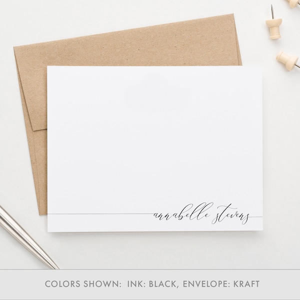 Simple Script Personalized Stationary for Women, Elegant Note Cards for Women Stationary Set, Personalized Stationery for Women, PS084