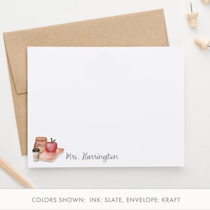 Personalisierter Lehrer-Briefpapier-Set, benutzerdefinierter Lehrer Dankeschön-Hinweis für Geschenk, Aquarell moderne Lehrerhinweiskarten mit Umschlägen, niedlich PS187