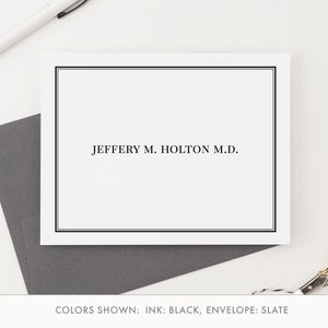 Papeterie personnalisée pour homme, Jeu de cartes pliées avec enveloppes, Cartes de correspondance personnalisées, Papeterie professionnelle personnalisée pour homme, PS093