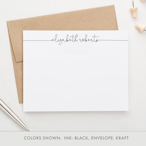 Papelería personalizada para mujeres, conjunto estacionario moderno, regalo de tarjeta de notas simple para ella, notas planas personalizadas, tarjetas de agradecimiento elegantes, PS086