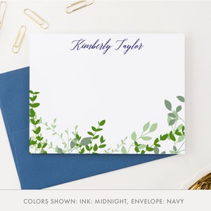 Cartes de remerciement personnalisées pour la verdure, Ensemble stationnaire personnalisé pour femmes, Cartes de notes de plantes pour femmes, Cartes de remerciement pour adultes, Feuilles, PS122