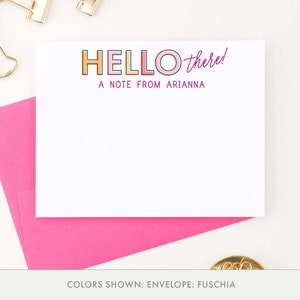 Cute Girls Personalized Stationery Set, A Note From Note Cards With Envelopes, Kids Thank You Cards Personalized Modern Stationary, KS192