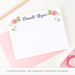 Floral Personalized Womens Stationary, Custom Floral Stationery, Customized Thank You Notes for Women Floral Note Cards, Modern Flower PS054