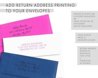 Return Address Printing ADD ON to your Envelopes