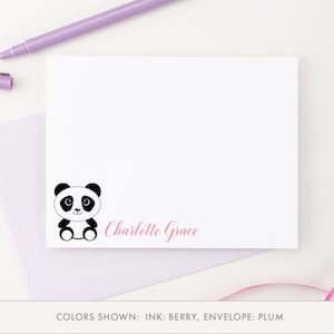 Cartões de agradecimento personalizados para bebês, conjunto de papelaria Panda para meninas, papelaria Panda para meninas, papelaria personalizado para meninas notas KS111