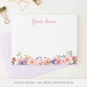 Tarjetas estacionarias florales estacionarias personalizadas, papelería elegante para mujeres Tarjetas de notas planas Papelería floral personalizada para mujeres PS079
