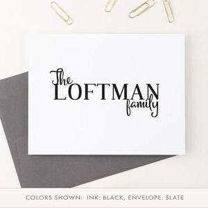 Papeterie familiale personnalisée, Papeterie famille nom de famille personnalisée, Cartes de correspondance pliées pour couples, Cadeaux familiaux personnalisés, Simple, FS004