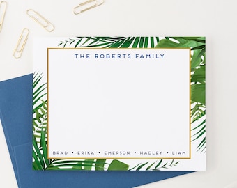 Customized Palm Tree Family Stationary Set, Personalized Tropical Family Thank You Cards, Custom Family Gift, Family Thank You Notes, FS024