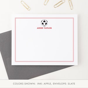 Papelería de fútbol personalizada para niños, Papelería personalizada para niños, Tarjeta de agradecimiento personalizada, Regalo personalizado para niños, KS013