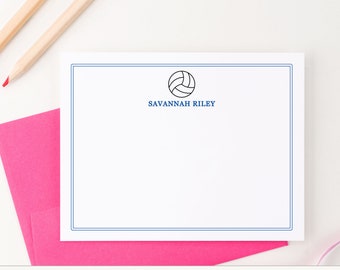 Customized Volleyball Stationary for Girl, Girls Personalized Volleyball Thank You Cards, Kids Customized Sports Thank You Note Set, KS146