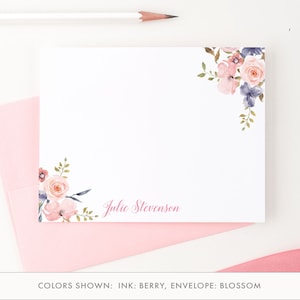 Personalized Stationary Floral Stationary Cards, Flower Stationary set, Elegant Stationary for Women Personalized Stationary for Women PS081