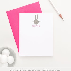 Bunny Note cards for kids, Forest Animals Baby shower thank you cards, Personalized stationery for girls, Animal stationary, KS057