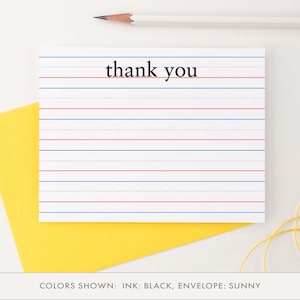 Simple Kid Stationery Lined Notes Personalized Stationery for Kids, Teacher Stationery, Personalized Thank you cards, Kids Note Cards, KS011 image 1