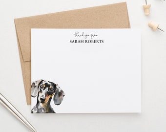 Dachshund Thank You Cards With Envelopes, Choose Your Dog Breed, Flat Personalized Appreciation Card, Custom Stationary With Dogs PTY010c