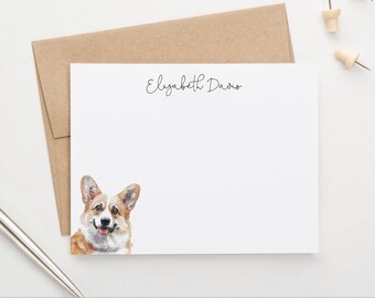 Corgi Stationery Set For Letter Writing, Flat Dog Note Cards With Envelopes, Pet Portrait Card For Gift, Dogs PS237b