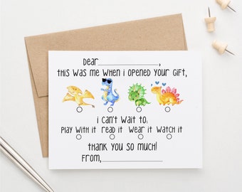 Boys Dinosaur Thank You Cards for Kindergarten, Kids Thank You Notes Fill In, Kids Guided Stationery, Dino Stationary for Kid, Girls, KS125