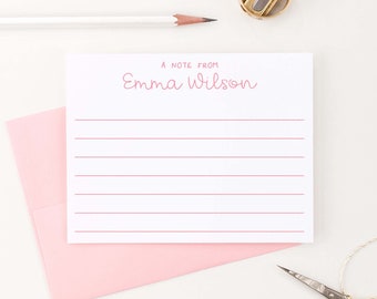 Ragazze A Note From Lined Stationery for Kids Biglietti per appunti foderati per ragazza Biglietti di ringraziamento personalizzati per ragazzi, Biglietti per appunti personalizzati per ragazzi, Semplice KS161