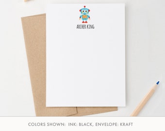 Cute Robot Note Cards for Kids Personalized Robot Thank You Cards, Robot Stationery Set With Envelopes, Custom Robot Notes, Kid Note, KS214